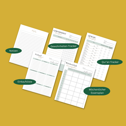 ISLAMISCHER DIGITAL PLANNER + GRATIS: Kinder-Tracker & 130 Cliparts (29€ Wert)